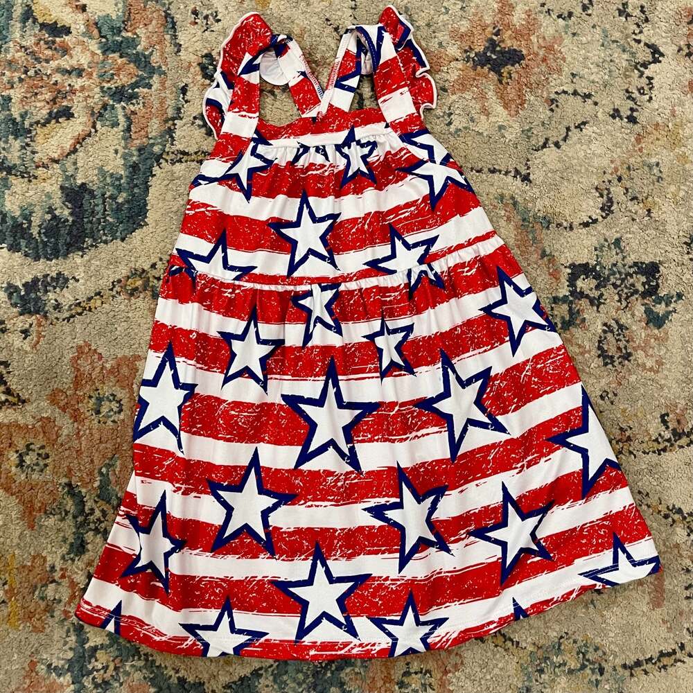 Mila & Rose Stars & Stripes Ruffle Cross Back Dress
